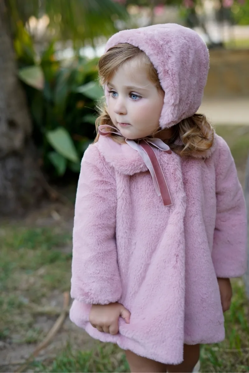 abrigo invierno bebe rosa