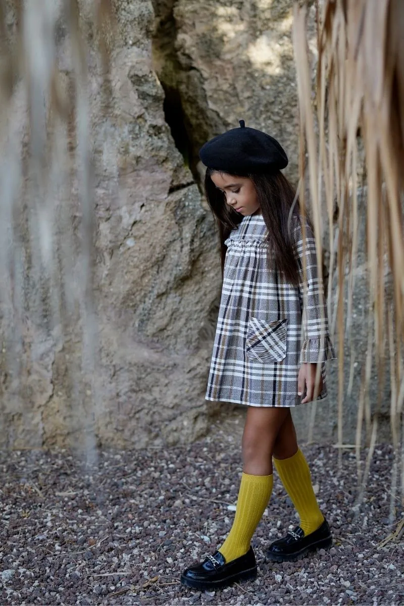 vestido de niña cuadros grises